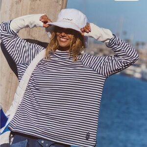 Restoration Yarn Dye Stripe Layer FP Movement Striped mock neck top